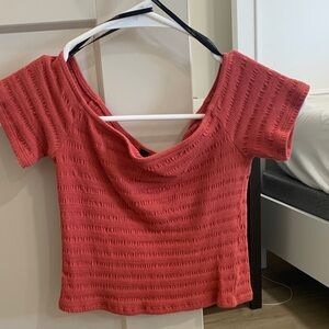Red Knit Short Sleeve Crop Top